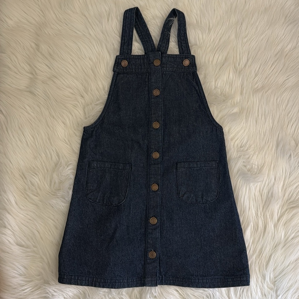 Max Studio Kids Jumper Bib Overall Dark Denim Cotton Blue Girls Dress Size 5
